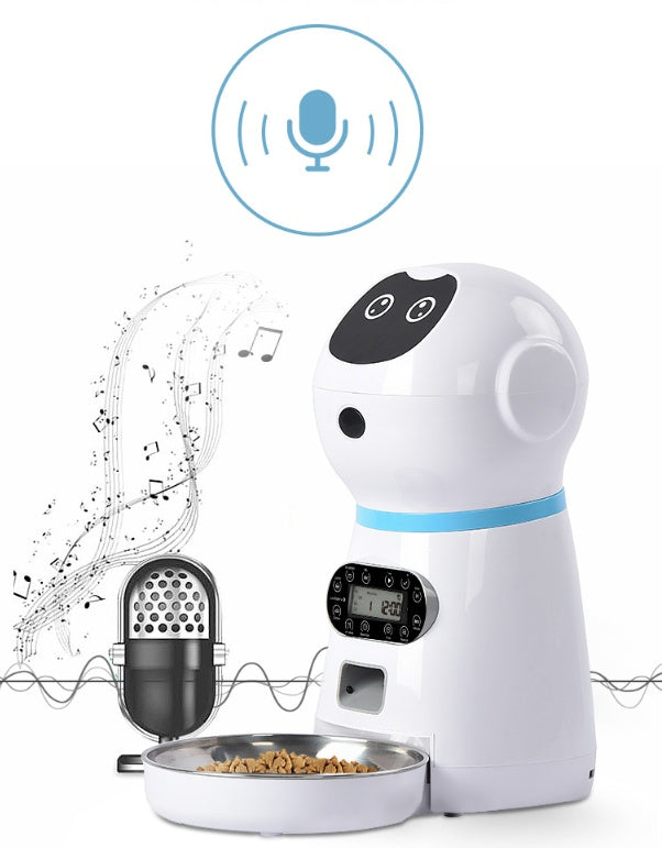 White electronic device with microphone and sound waves on a white background
