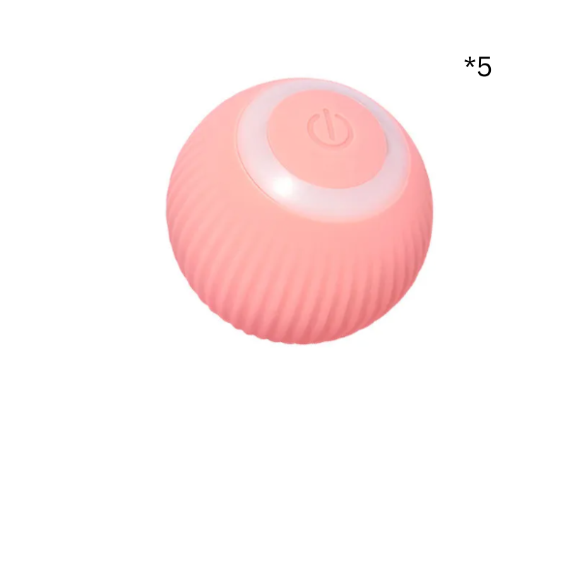 A pink ribbed spherical device with a circular top panel featuring a power symbol, shown on a plain white background with a small '*5' text marker in the upper right.