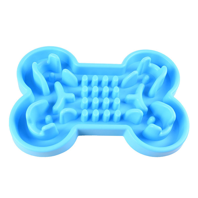 Blue bone-shaped silicone pet toy on a white background