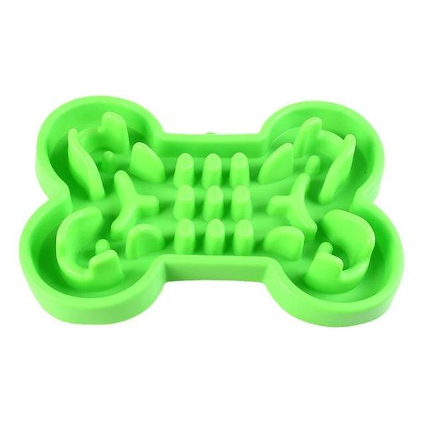 Green bone-shaped silicone pet toy on a white background