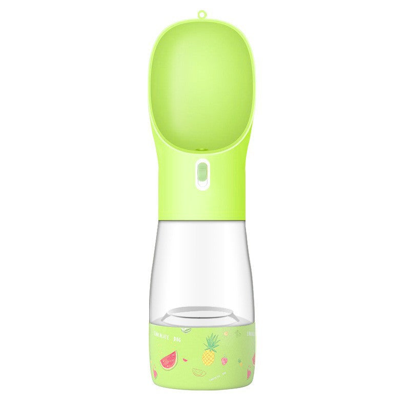 Green pet water bottle with a clear middle section on a white background
