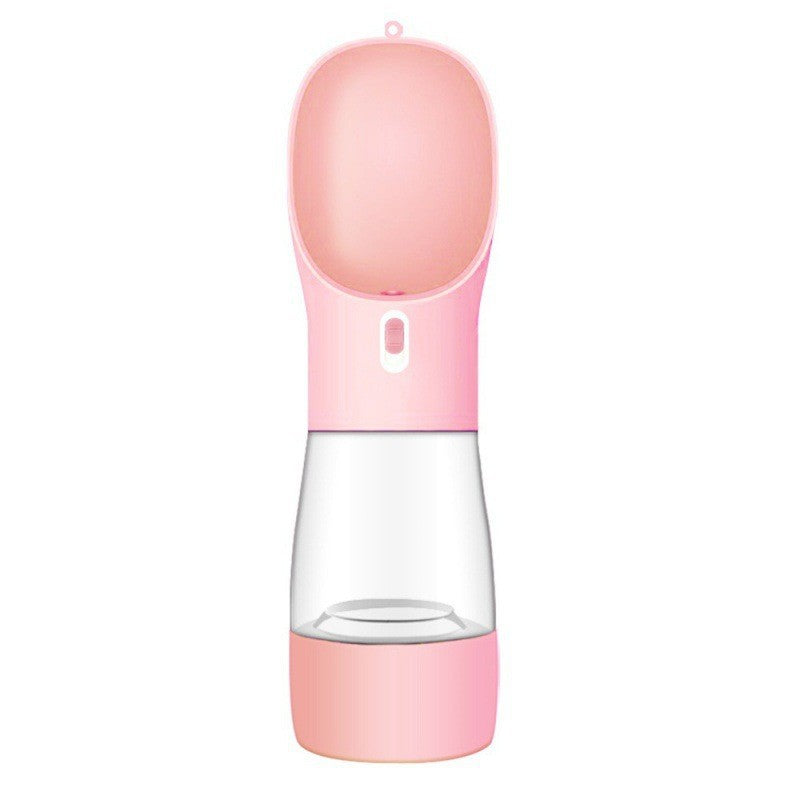 Pink and clear portable water bottle on a white background