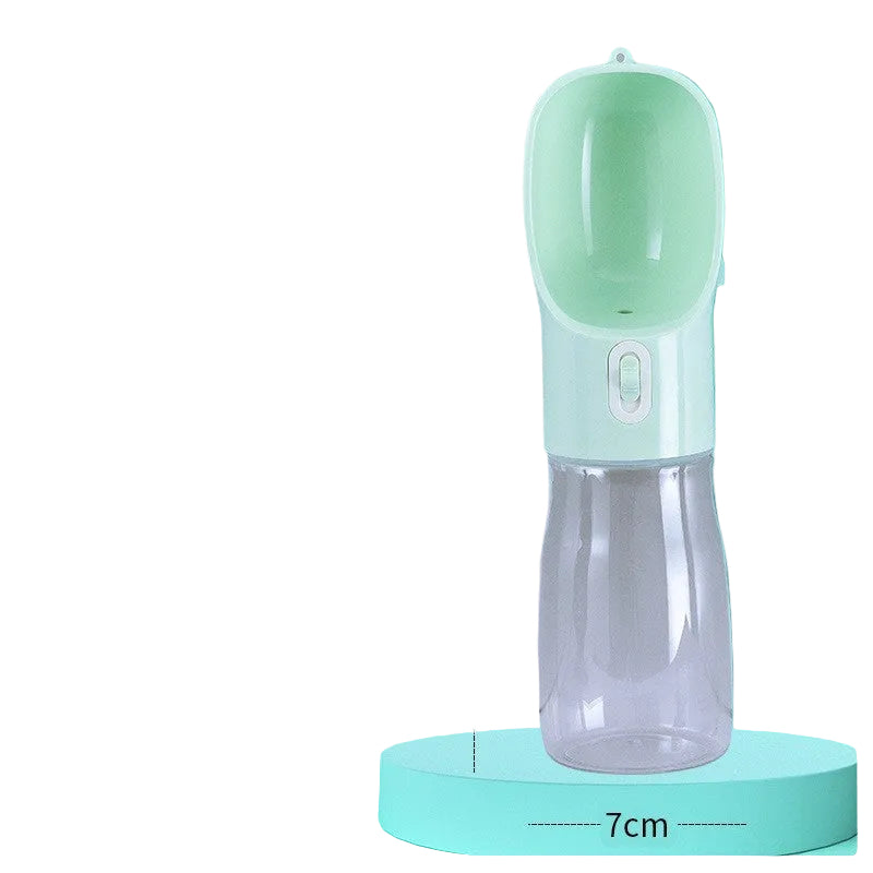 Pet water bottle with measurements on a green background