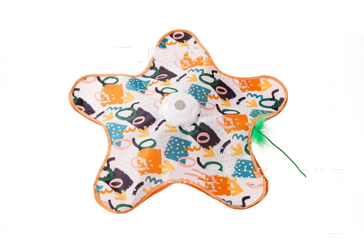 Star-shaped toy with colorful patterns on a white background