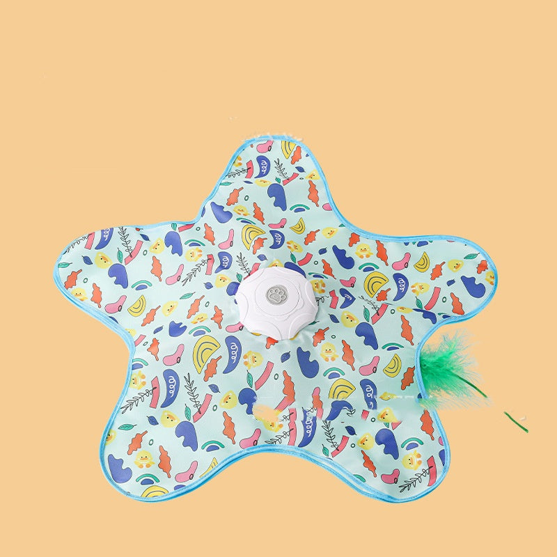 Star-shaped toy with colorful patterns on a beige background