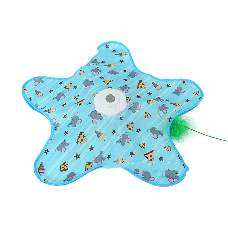 Star-shaped cat toy with a pattern on a white background