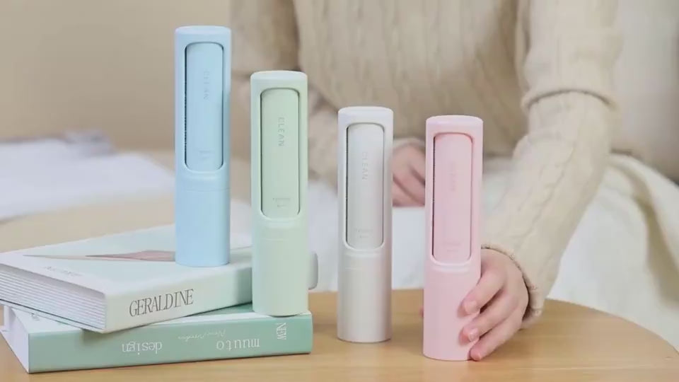 2-in-1 reusable pet hair remover brush, self-cleaning lint roller demonstration