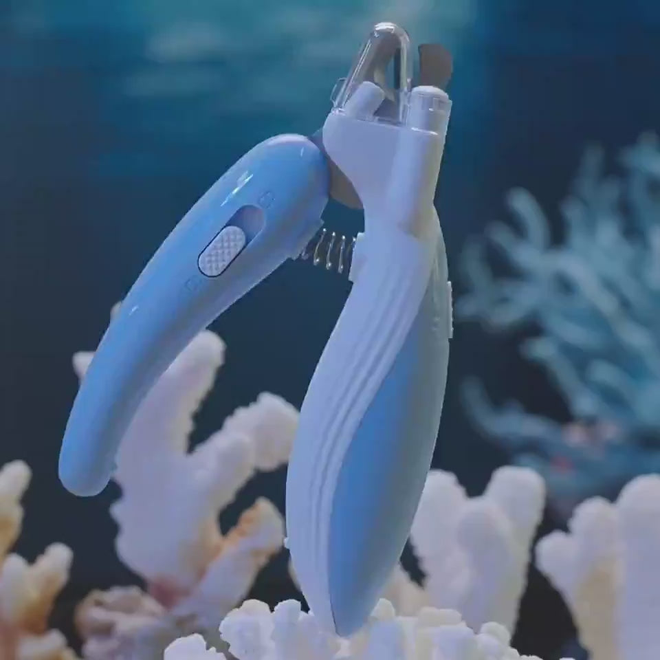 LED pet nail clippers with electric nail grinder demonstration